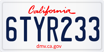 CA license plate 6TYR233
