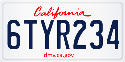 CA license plate 6TYR234