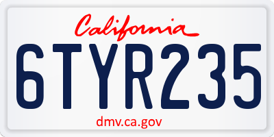 CA license plate 6TYR235
