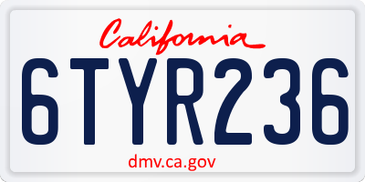 CA license plate 6TYR236