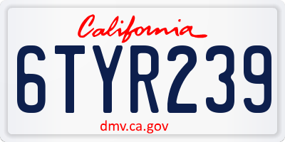 CA license plate 6TYR239