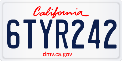CA license plate 6TYR242