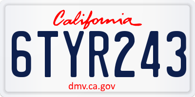 CA license plate 6TYR243