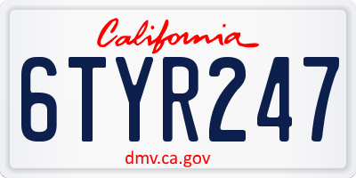 CA license plate 6TYR247