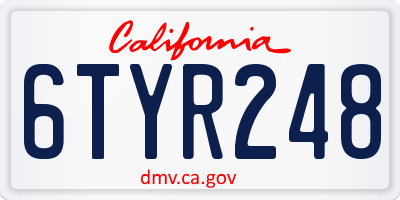 CA license plate 6TYR248