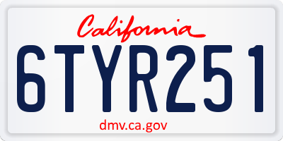 CA license plate 6TYR251