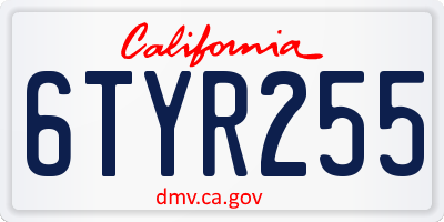 CA license plate 6TYR255