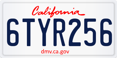 CA license plate 6TYR256