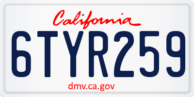 CA license plate 6TYR259