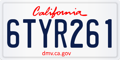 CA license plate 6TYR261