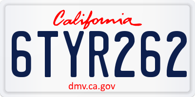 CA license plate 6TYR262