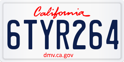 CA license plate 6TYR264