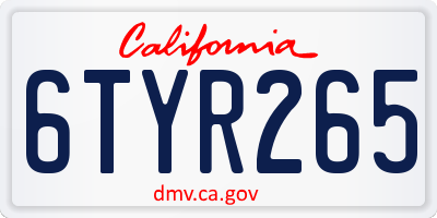 CA license plate 6TYR265