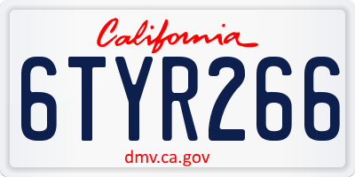 CA license plate 6TYR266