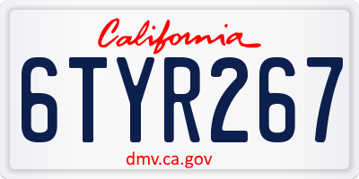 CA license plate 6TYR267