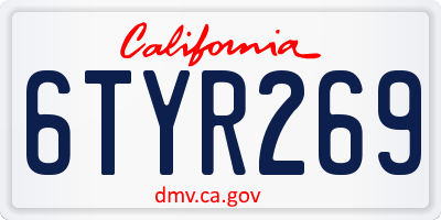 CA license plate 6TYR269