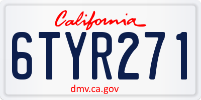 CA license plate 6TYR271