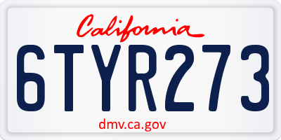 CA license plate 6TYR273