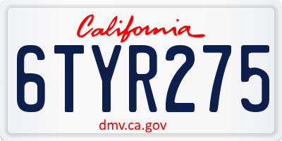 CA license plate 6TYR275