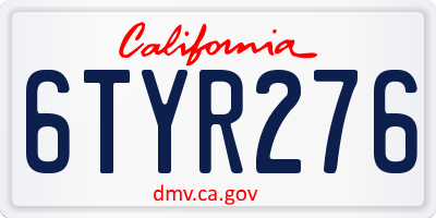 CA license plate 6TYR276