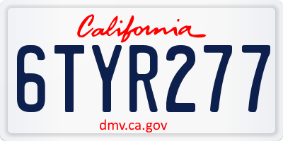 CA license plate 6TYR277