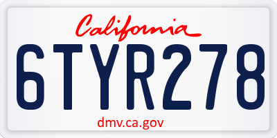 CA license plate 6TYR278