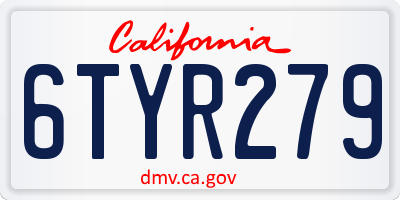 CA license plate 6TYR279