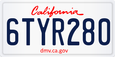 CA license plate 6TYR280