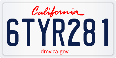 CA license plate 6TYR281