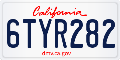 CA license plate 6TYR282
