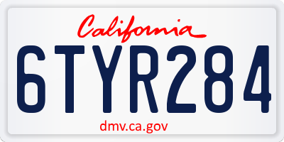 CA license plate 6TYR284