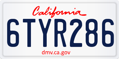CA license plate 6TYR286