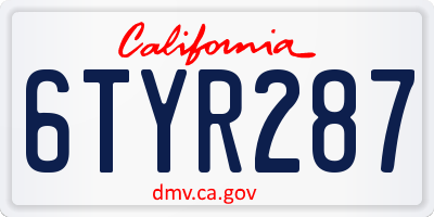 CA license plate 6TYR287