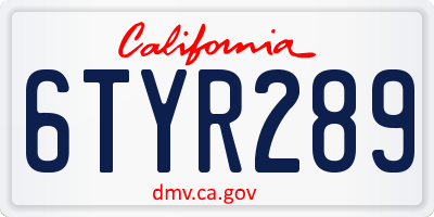 CA license plate 6TYR289