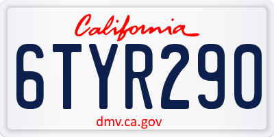 CA license plate 6TYR290