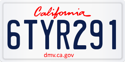 CA license plate 6TYR291