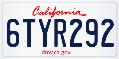 CA license plate 6TYR292