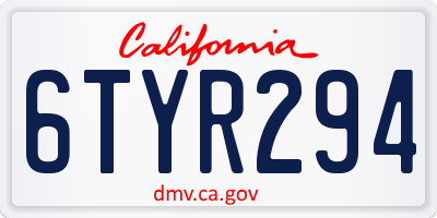 CA license plate 6TYR294