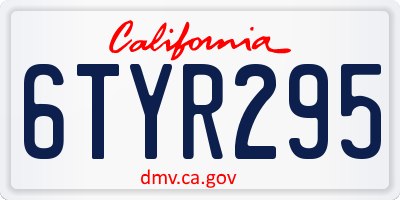 CA license plate 6TYR295