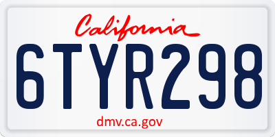 CA license plate 6TYR298