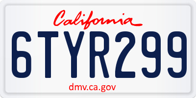 CA license plate 6TYR299