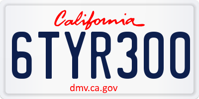 CA license plate 6TYR300