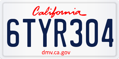 CA license plate 6TYR304