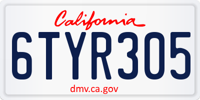 CA license plate 6TYR305