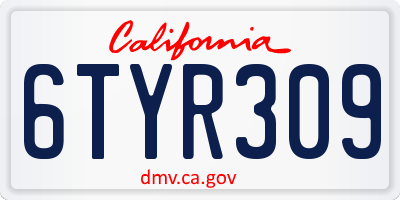 CA license plate 6TYR309