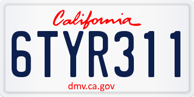 CA license plate 6TYR311