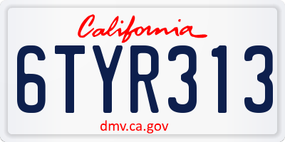 CA license plate 6TYR313