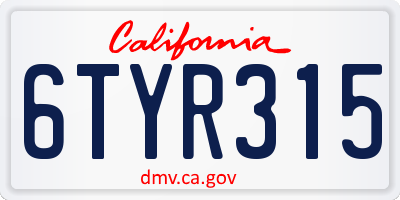 CA license plate 6TYR315