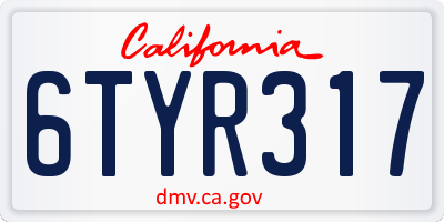 CA license plate 6TYR317
