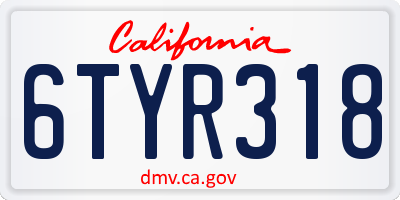 CA license plate 6TYR318